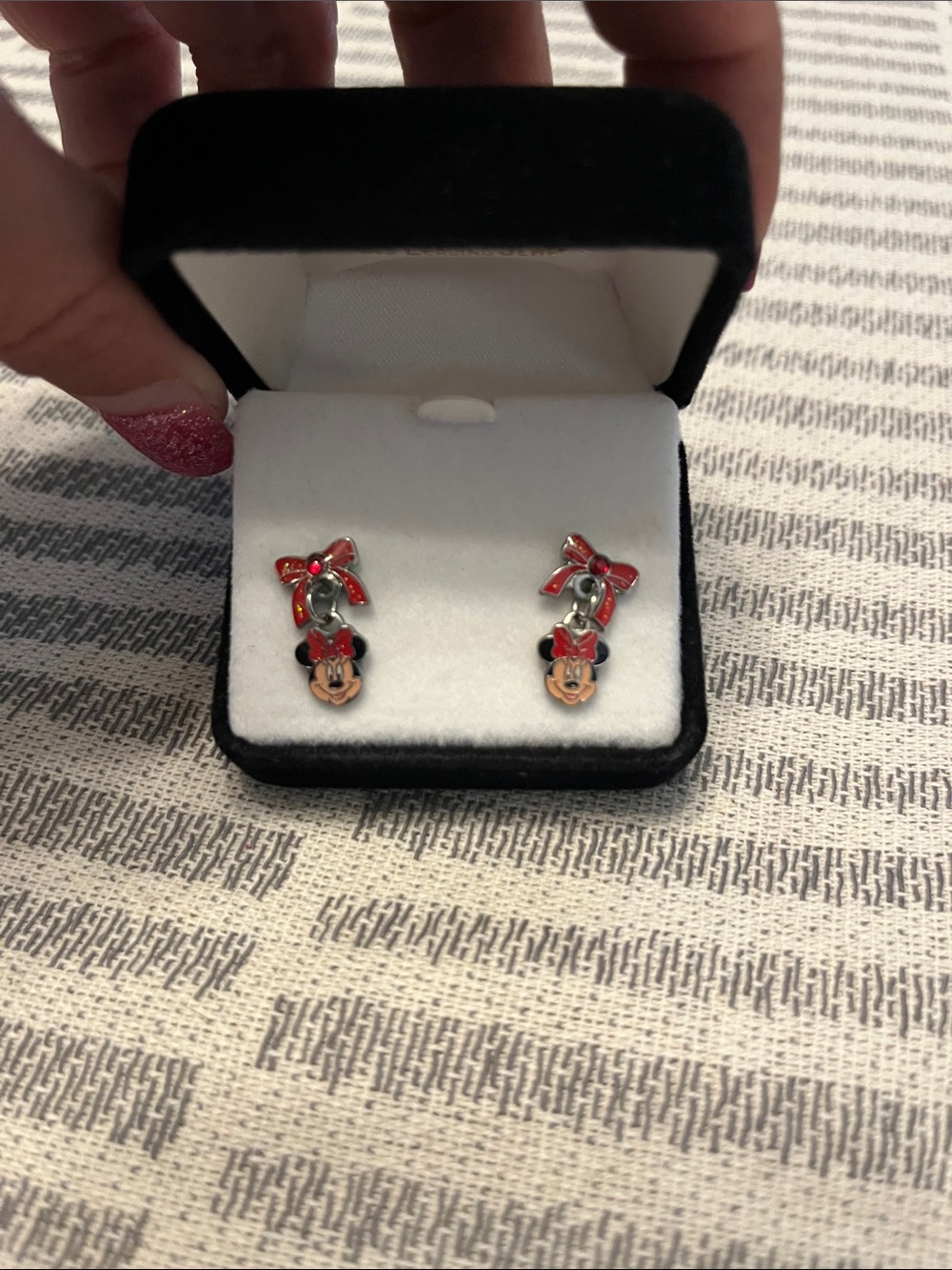 Disney Red Minnie Mouse Bow Dangle Earrings
